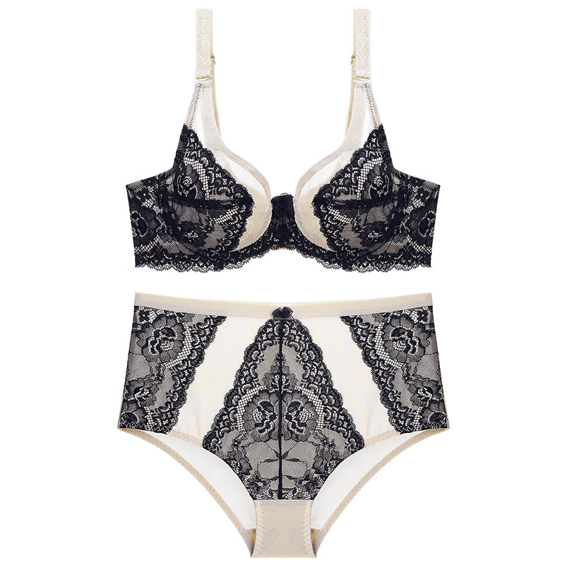 Elegant Underwire Comfortable Lace Embroidery Bra & Panty Sets [BRPY0013]