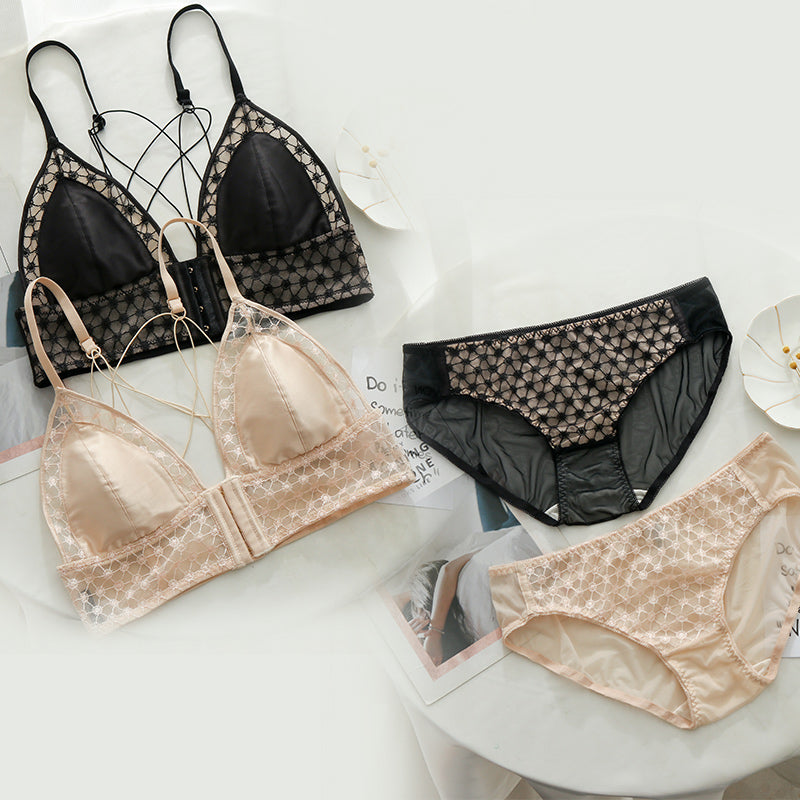 Elegant Wireless Comfortable Lace Longline Bra & Panty Sets [BRPY0027]